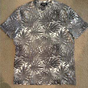 Express Men’s Gray Leaf Print Shirt, EUC